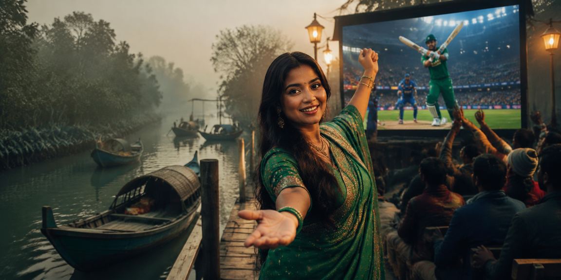 সুন্দরবনের প্রেক্ষাপটে ক্রিকেট বেটিং করছেন একজন মডেল